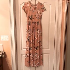 Buttery Soft, Peach Maxi Dress with Pockets
